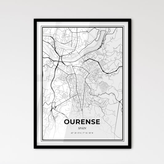 Ourense Spain - Scandinavian Style City Map for Modern Home Decor