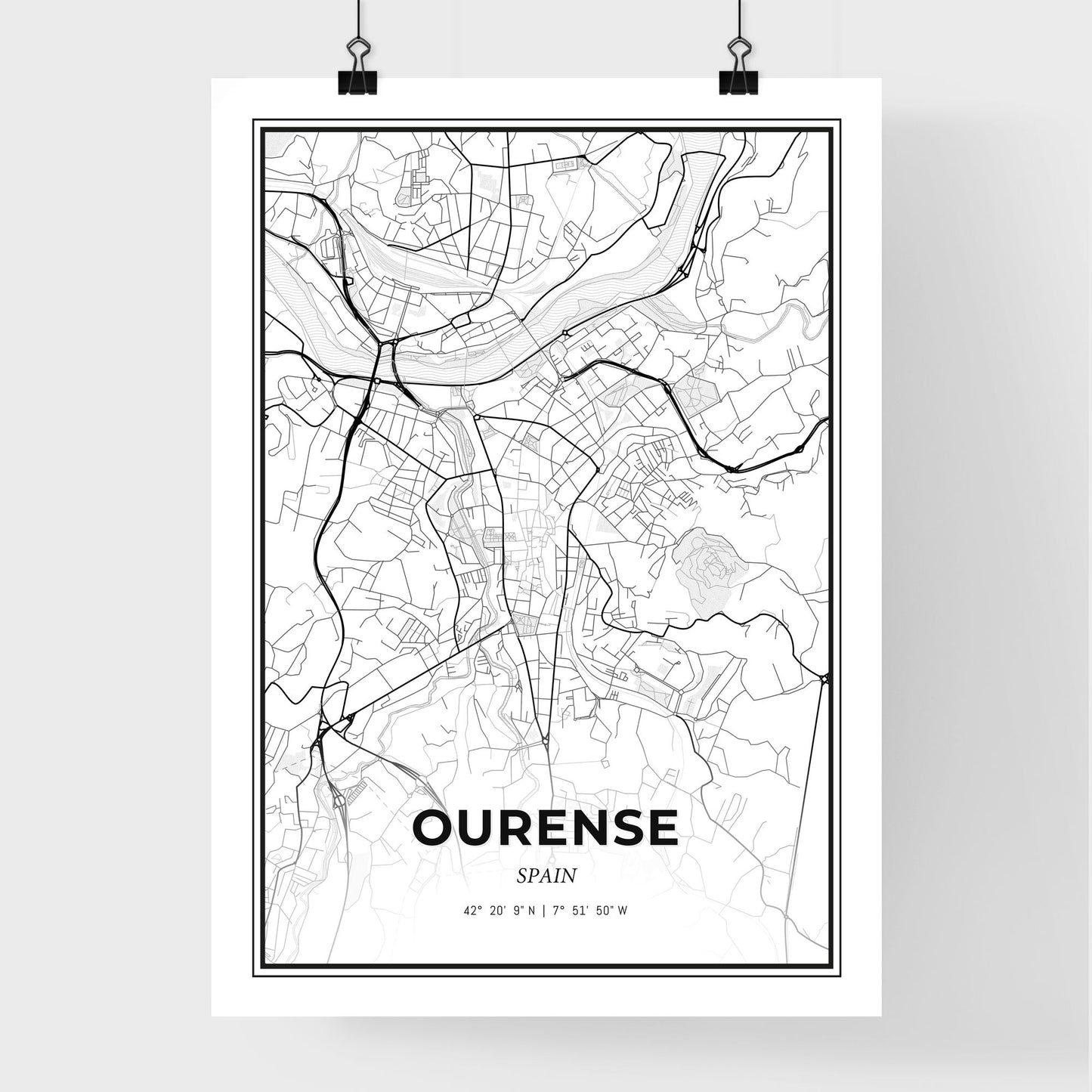 Ourense Spain - Premium City Map Poster