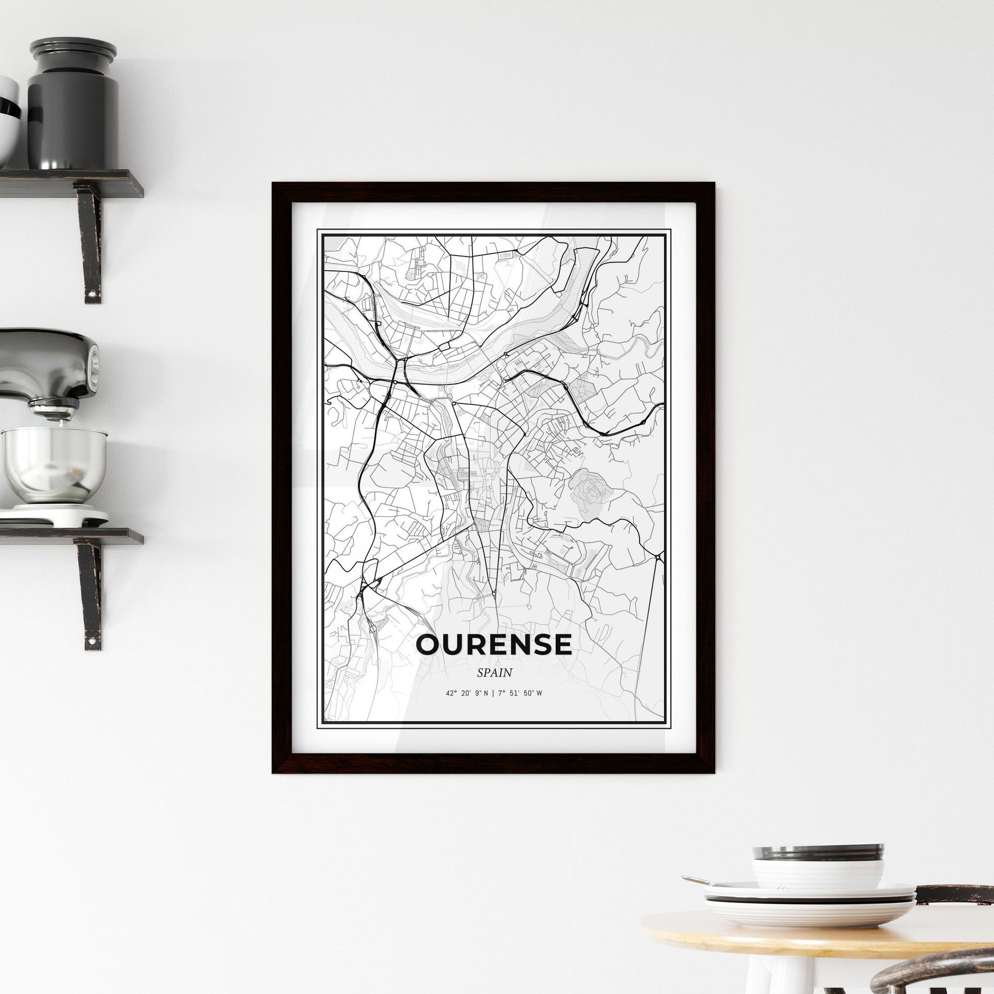 Ourense Spain - Minimal City Map