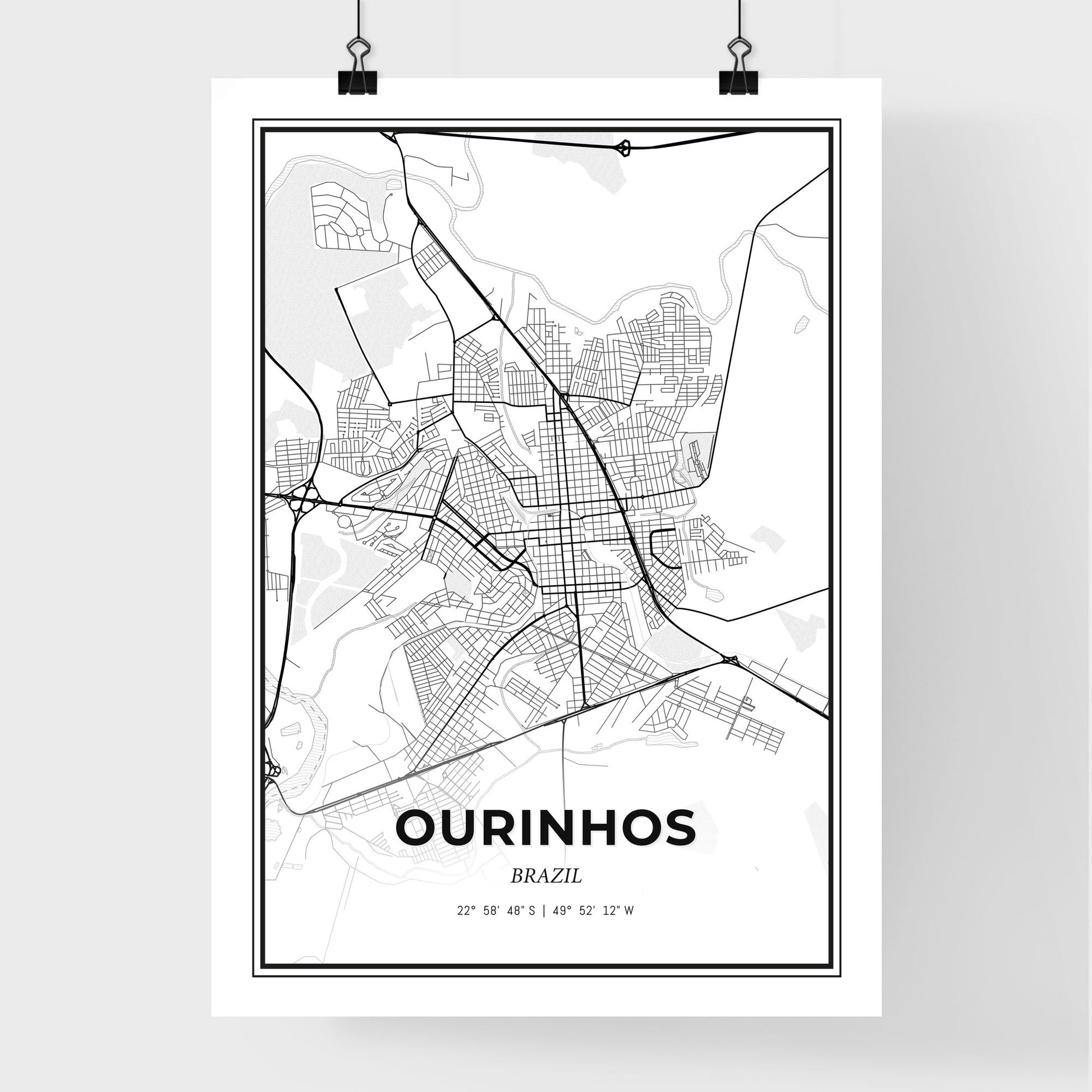 Ourinhos Brazil - Premium City Map Poster