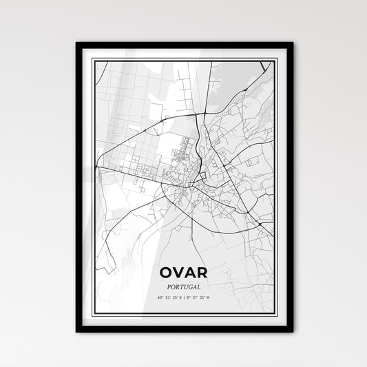 Ovar Portugal - Scandinavian Style City Map for Modern Home Decor