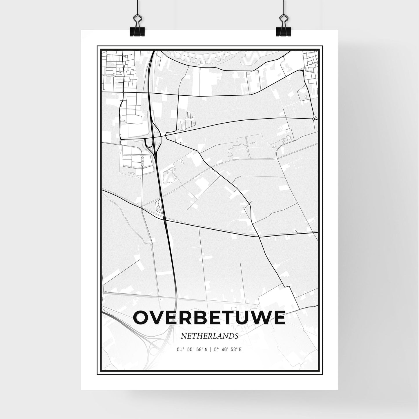  Overbetuwe Netherlands - Premium City Map Poster