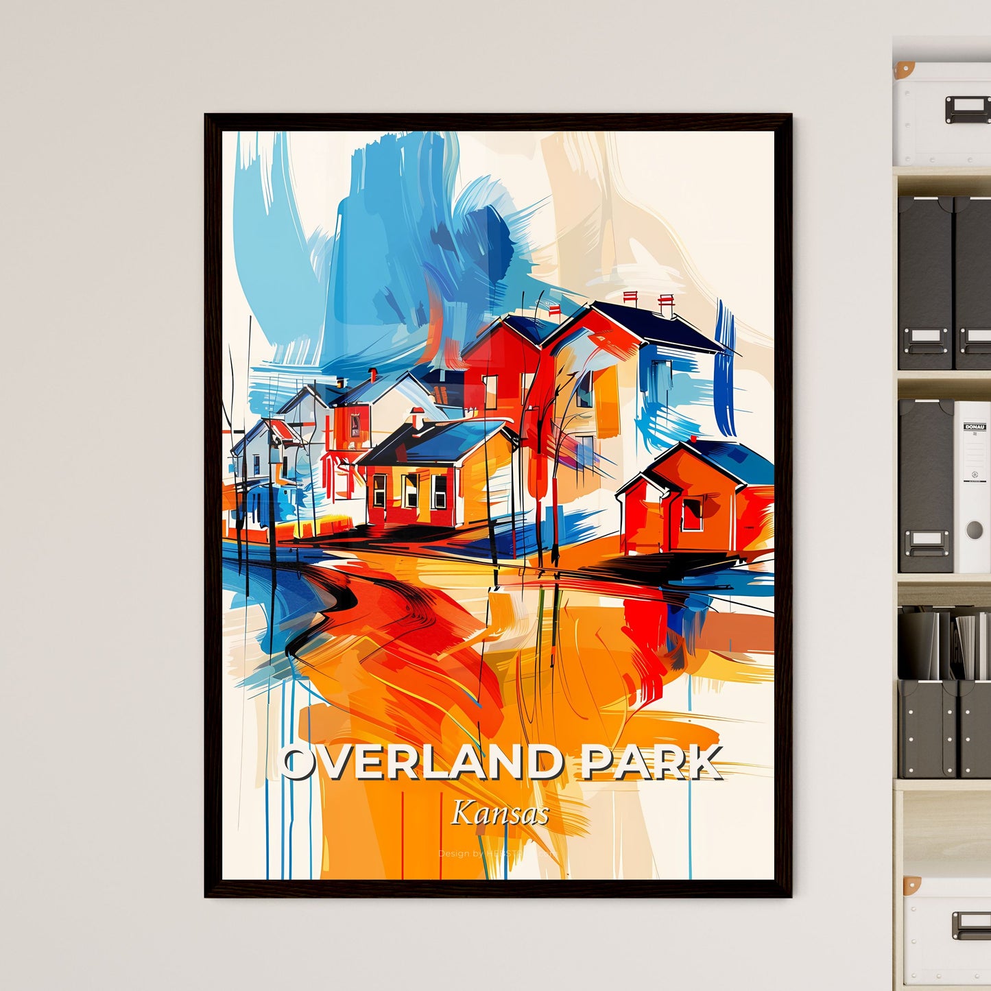 Vibrant Overland Park, Kansas - A Painting Of Houses And A River