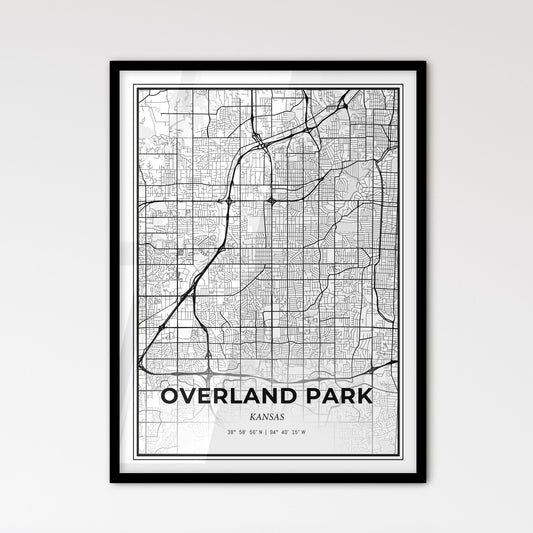 Overland Park Kansas - Scandinavian Style City Map for Modern Home Decor