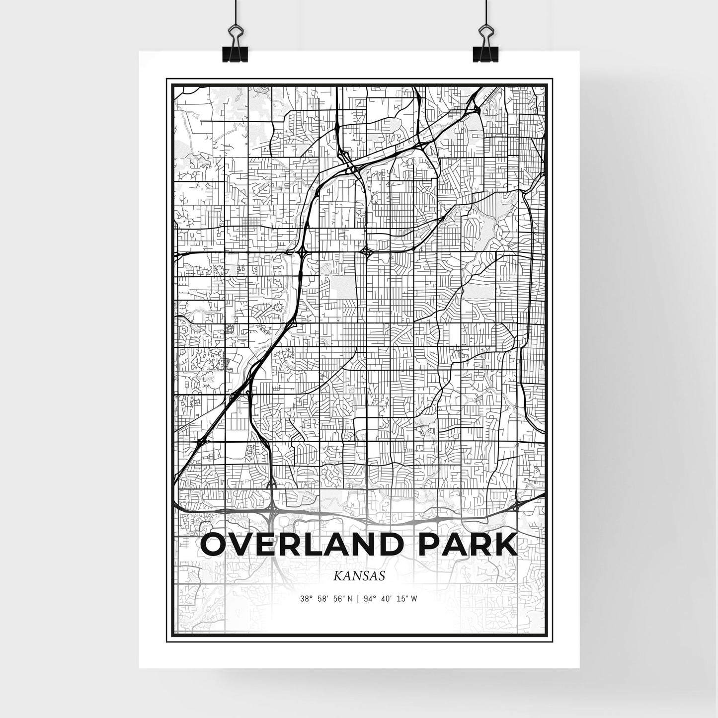 Overland Park Kansas - Premium City Map Poster