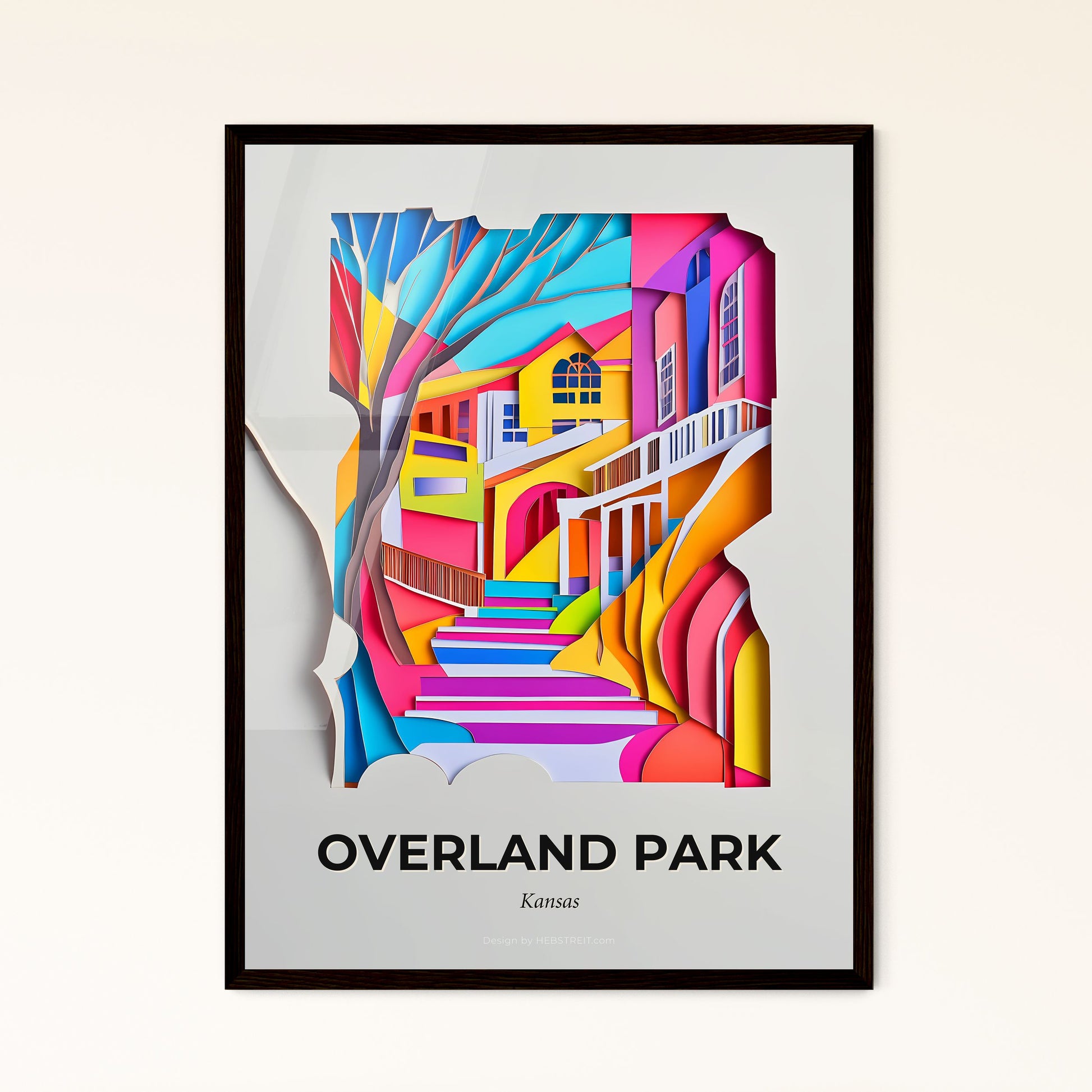 Vivid Overland Park, Kansas - a colorful paper cut of a house and stairs