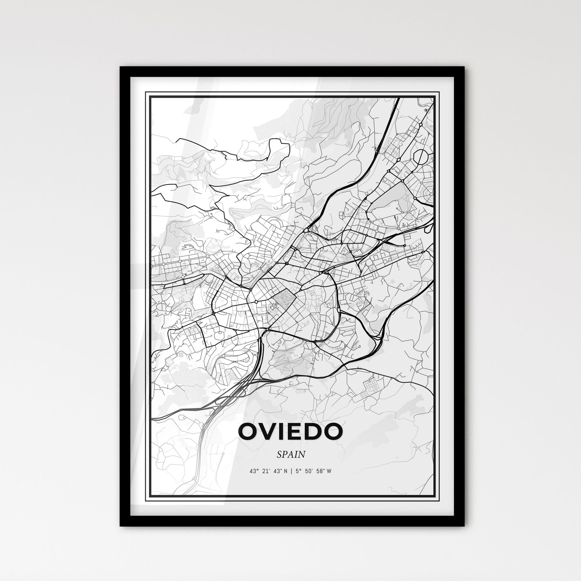 Oviedo Spain - Scandinavian Style City Map for Modern Home Decor