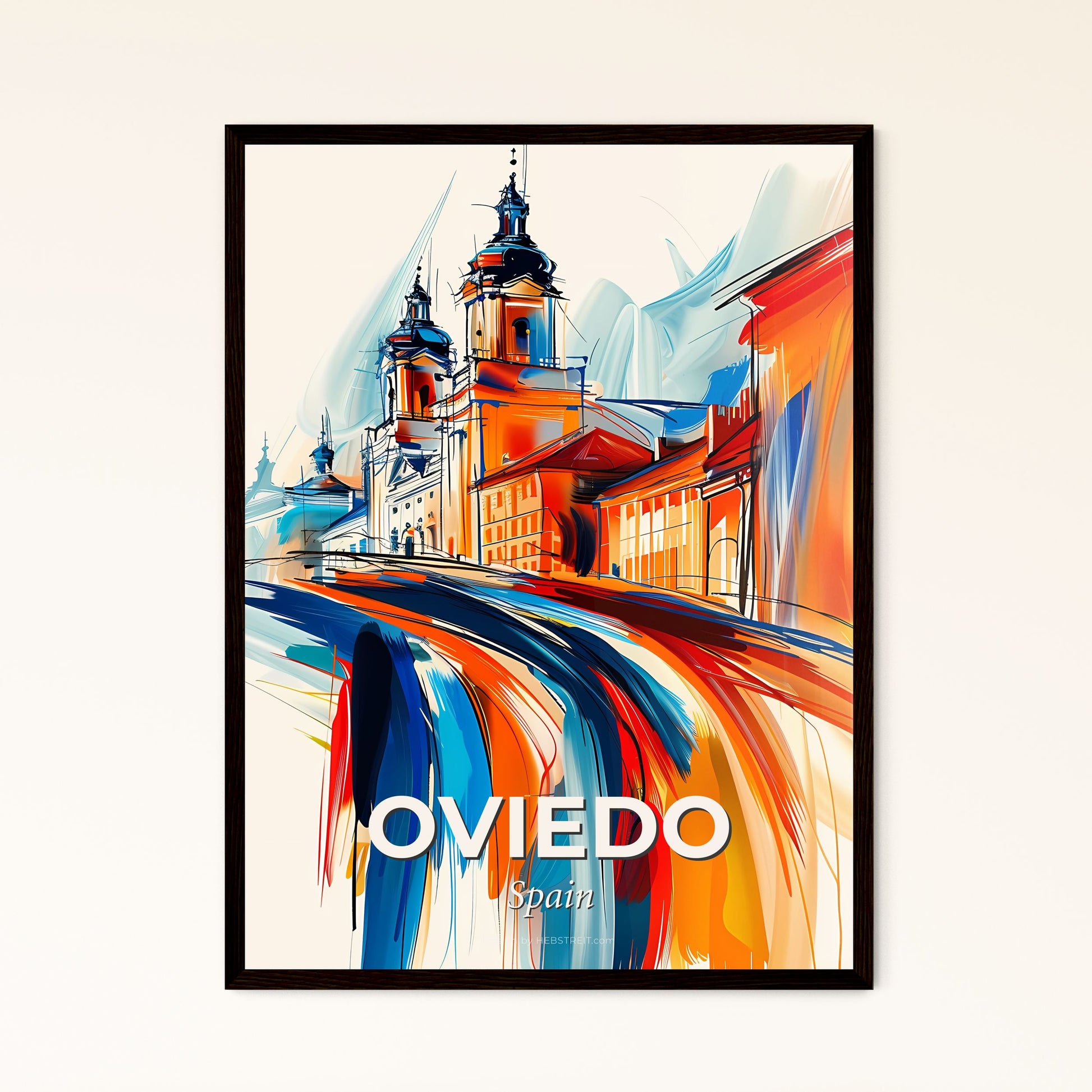 Vibrant Oviedo, Spain - A Painting Of A Building