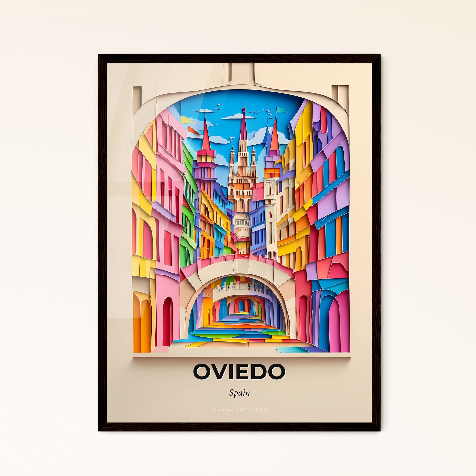 Vivid Oviedo, Spain - a colorful city scene with a clock tower