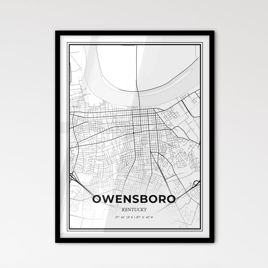 Owensboro Kentucky - Scandinavian Style City Map for Modern Home Decor