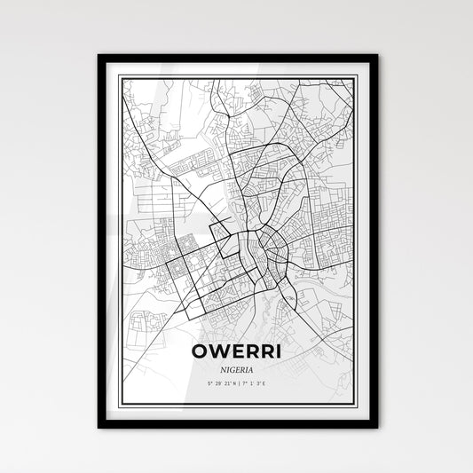 Owerri Nigeria - Scandinavian Style City Map for Modern Home Decor