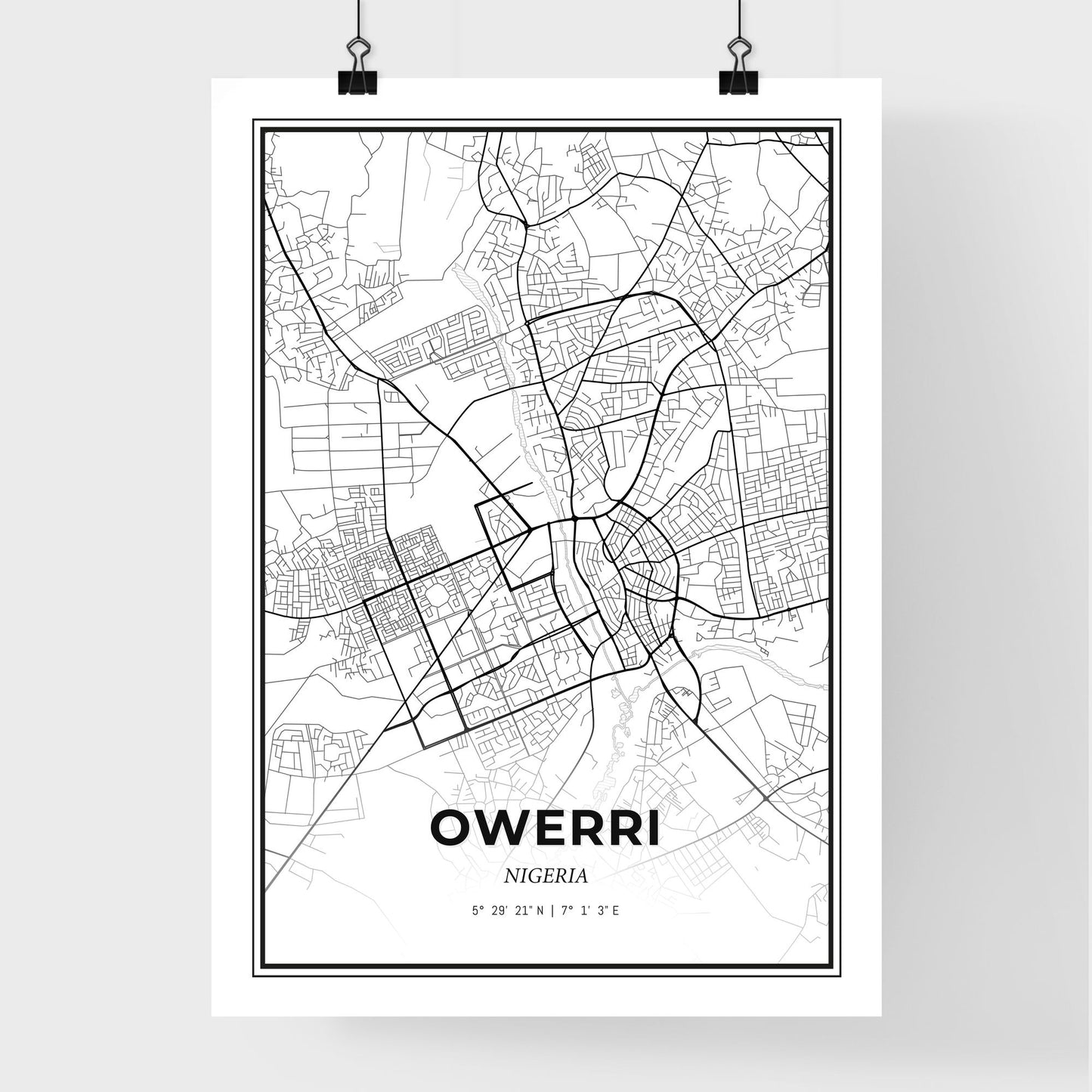 Owerri Nigeria - Premium City Map Poster