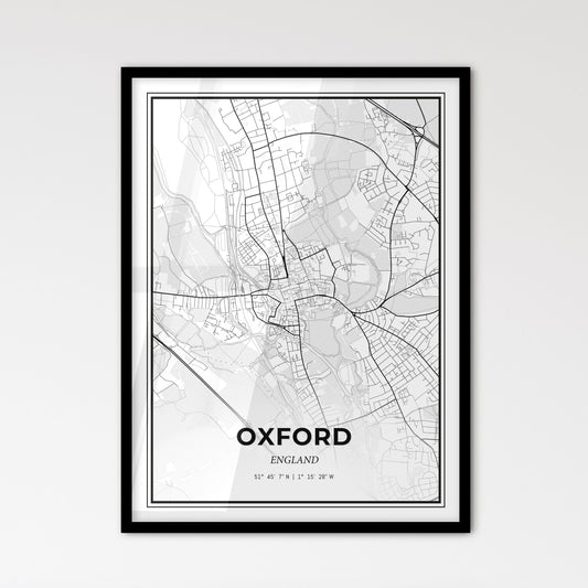 Oxford England - Scandinavian Style City Map for Modern Home Decor