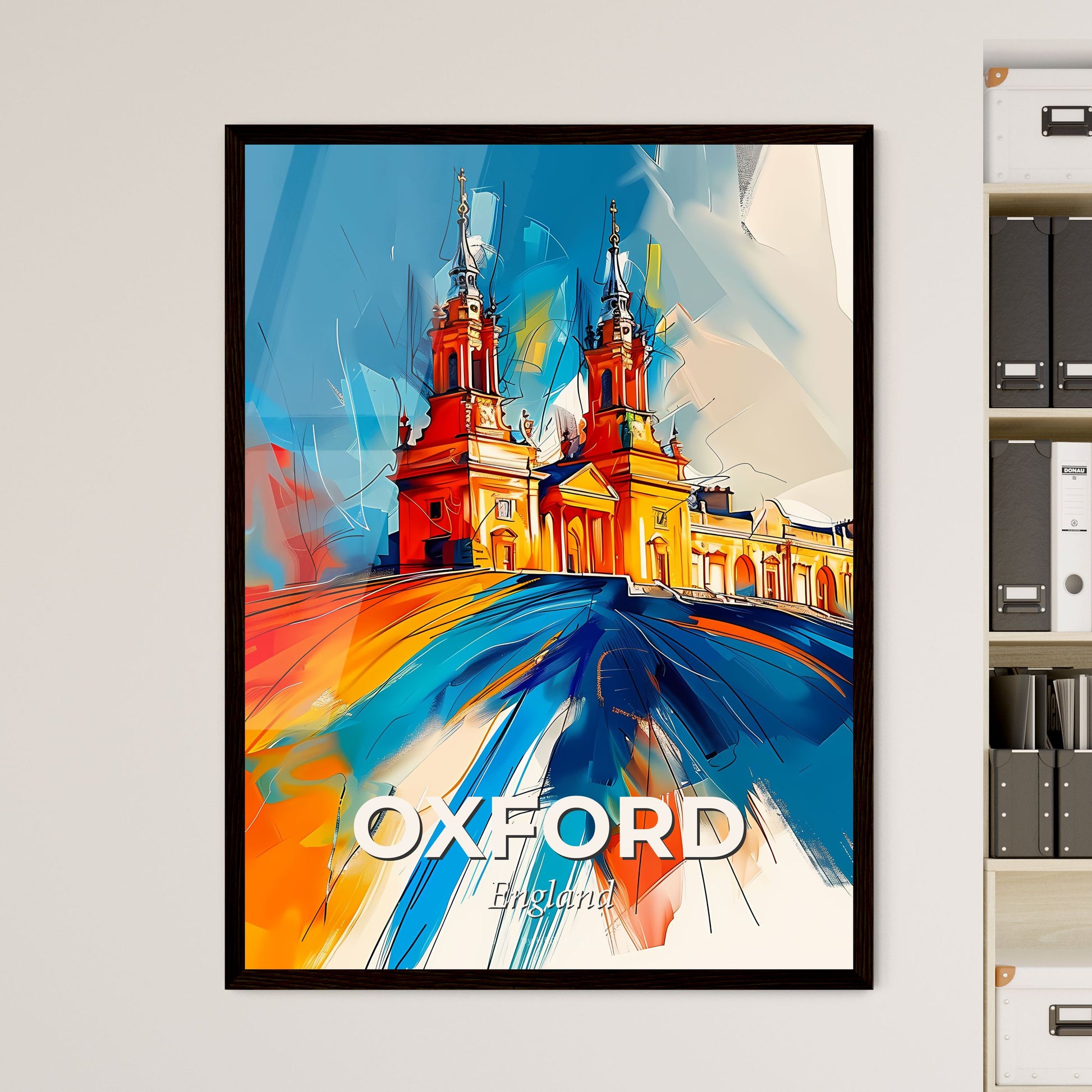 Vibrant Oxford, England - A Painting Of A Building With Towers