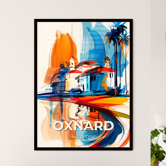 Vibrant Oxnard, California - A Painting Of A Building And Palm Trees