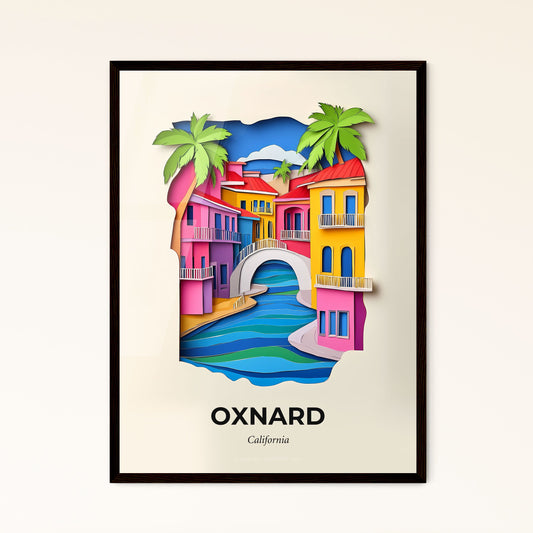 Vivid Oxnard, California - a paper cut of a colorful city with a bridge