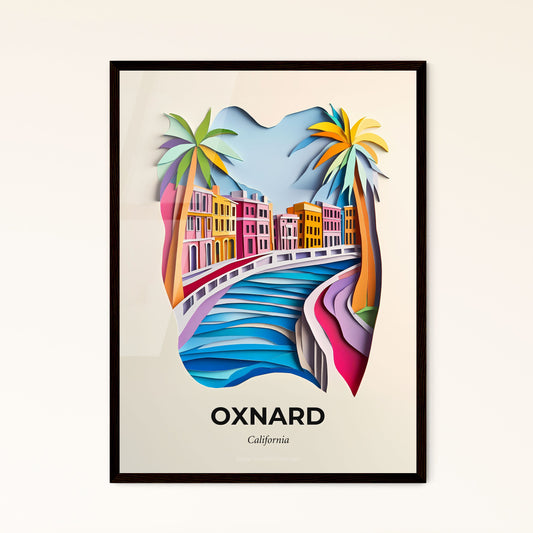 Vivid Oxnard, California - a paper cut of a city with a clock tower