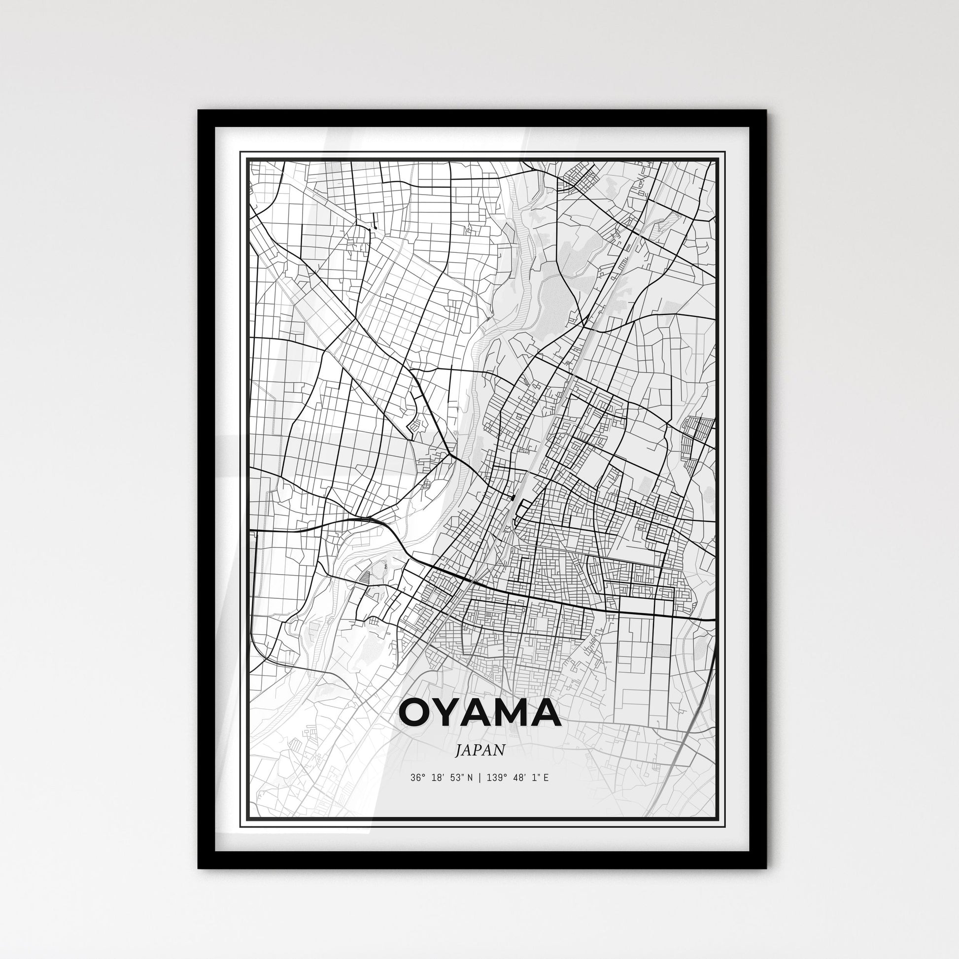 Oyama Japan - Scandinavian Style City Map for Modern Home Decor