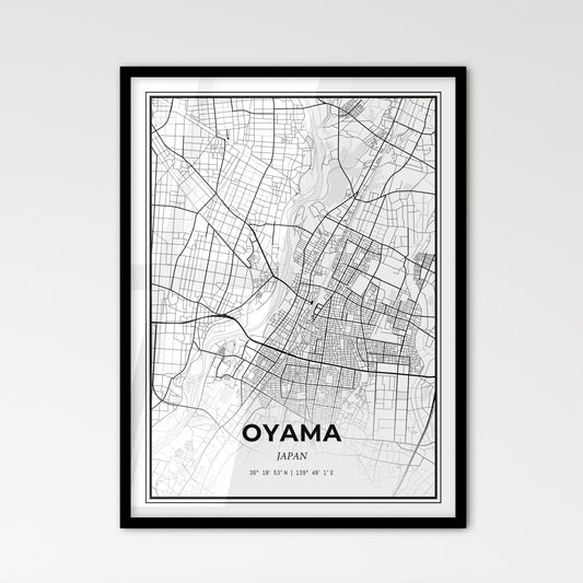 Oyama Japan - Scandinavian Style City Map for Modern Home Decor