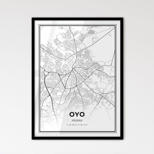 Oyo Nigeria - Scandinavian Style City Map for Modern Home Decor