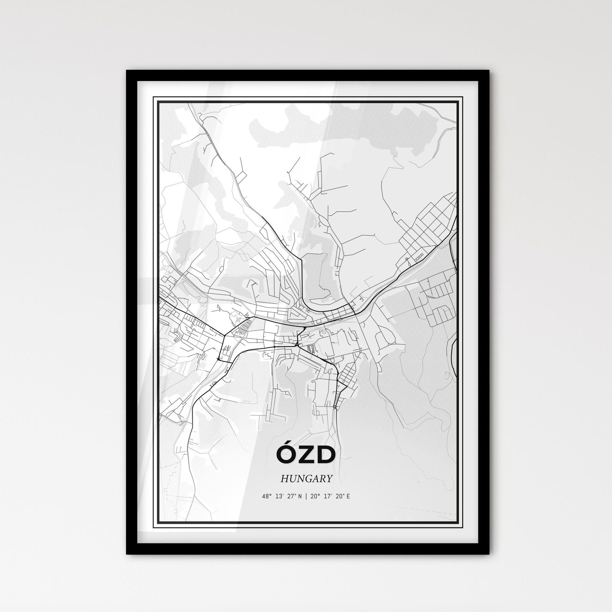 Ózd Hungary - Scandinavian Style City Map for Modern Home Decor