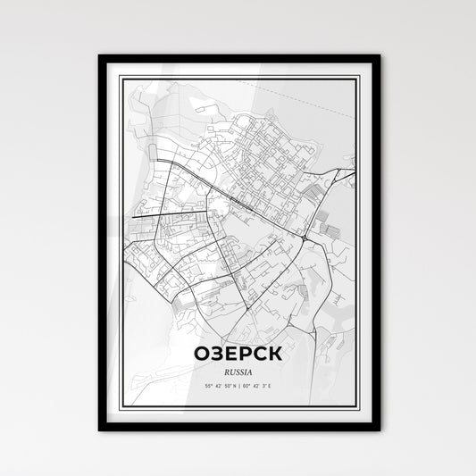 Ozyorsk Russia - Scandinavian Style City Map for Modern Home Decor