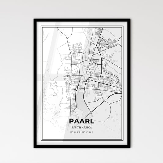 Paarl South Africa - Scandinavian Style City Map for Modern Home Decor