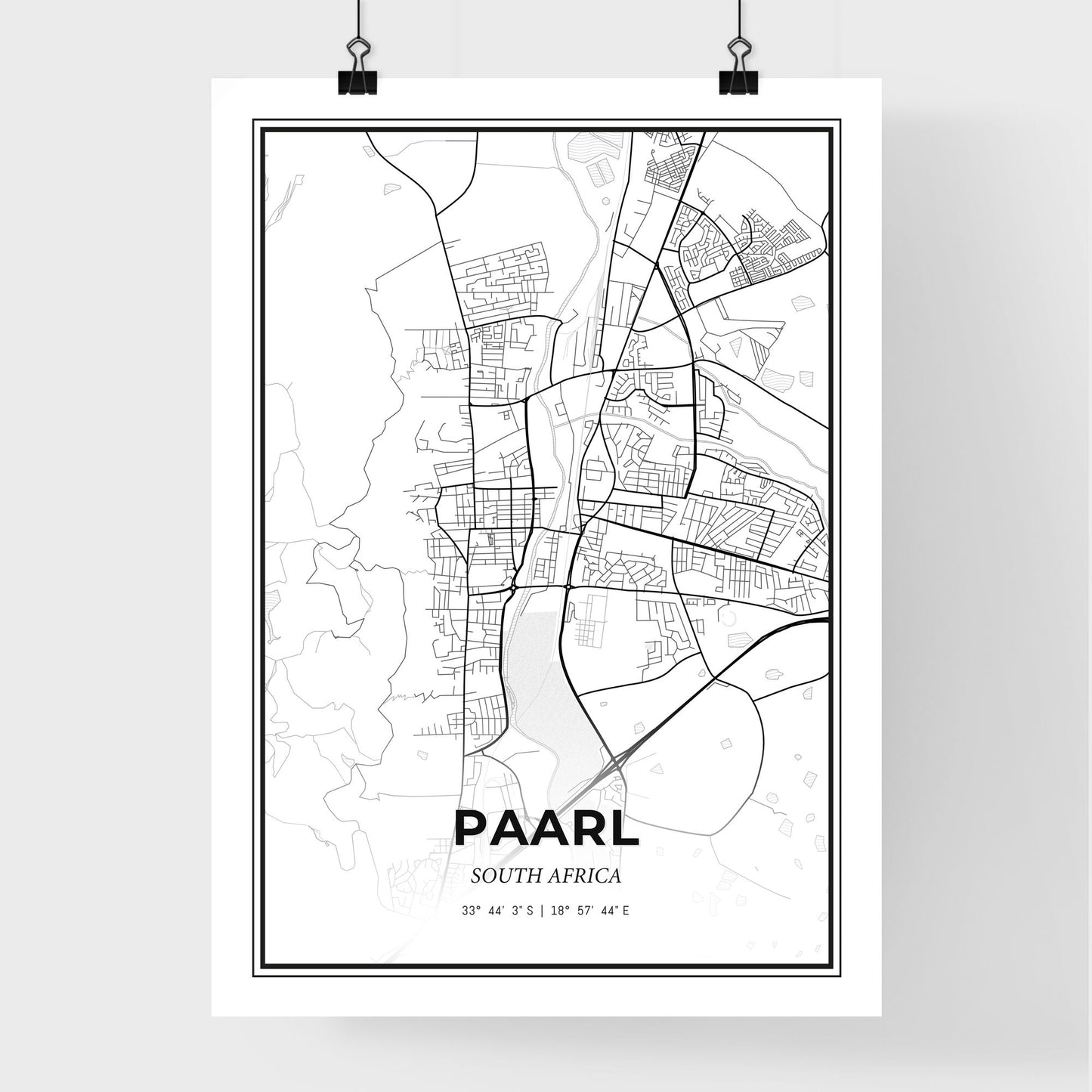 Paarl South Africa - Premium City Map Poster