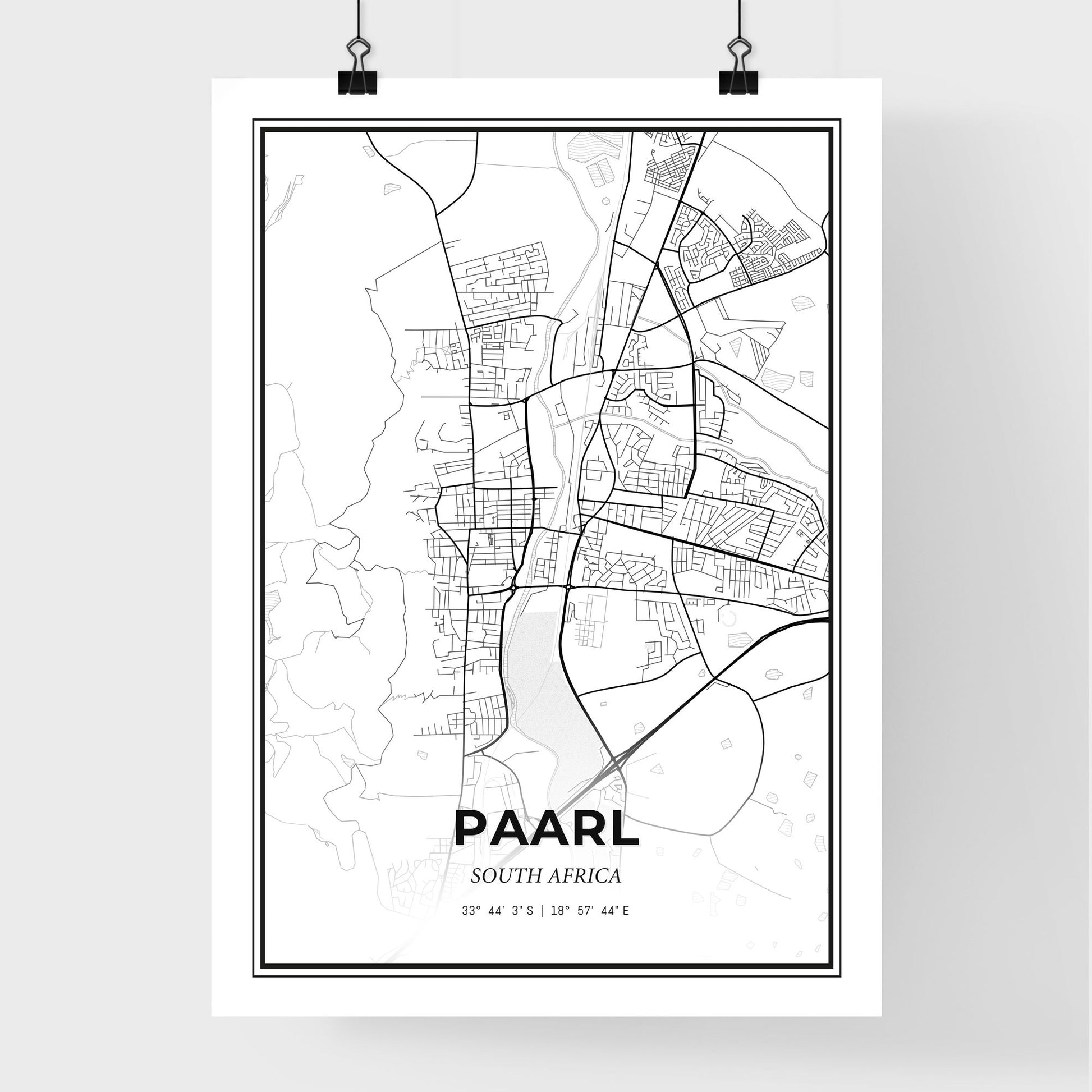 Paarl South Africa - Premium City Map Poster