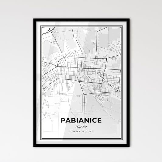 Pabianice Poland - Scandinavian Style City Map for Modern Home Decor