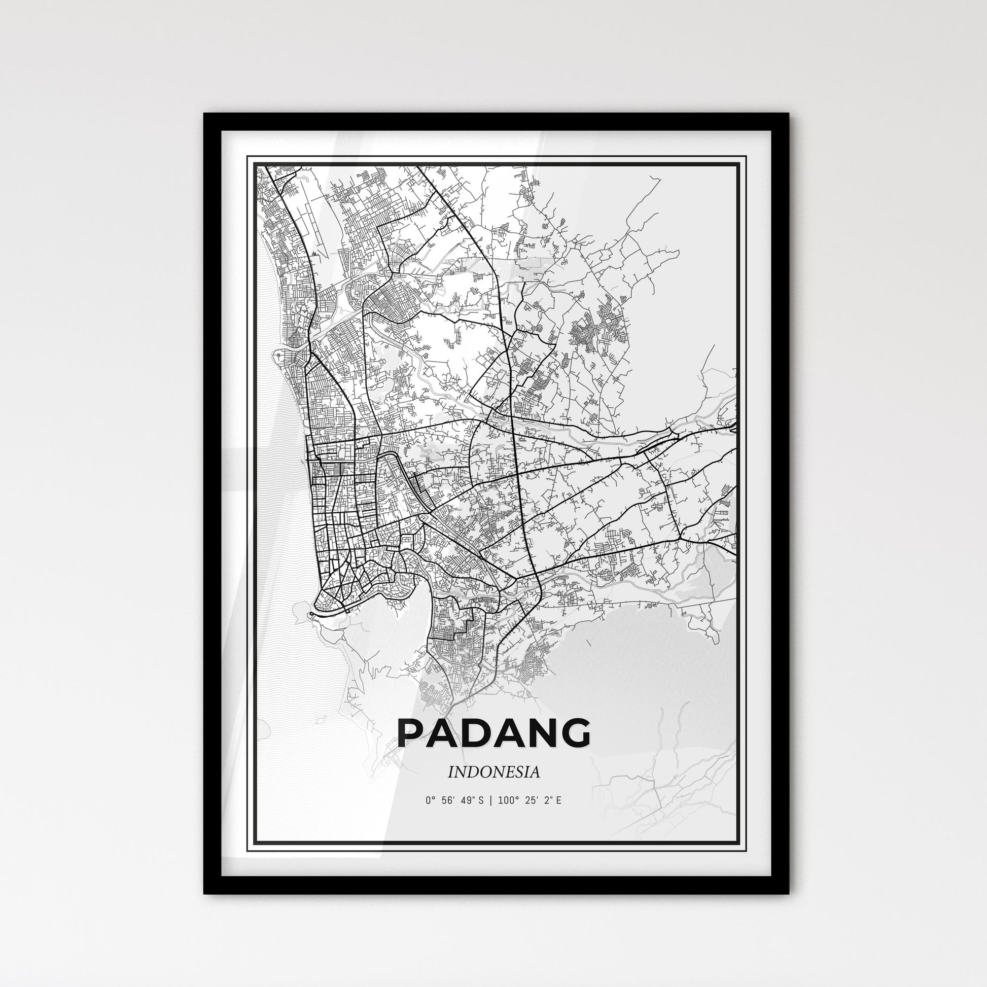 Padang Indonesia - Scandinavian Style City Map for Modern Home Decor