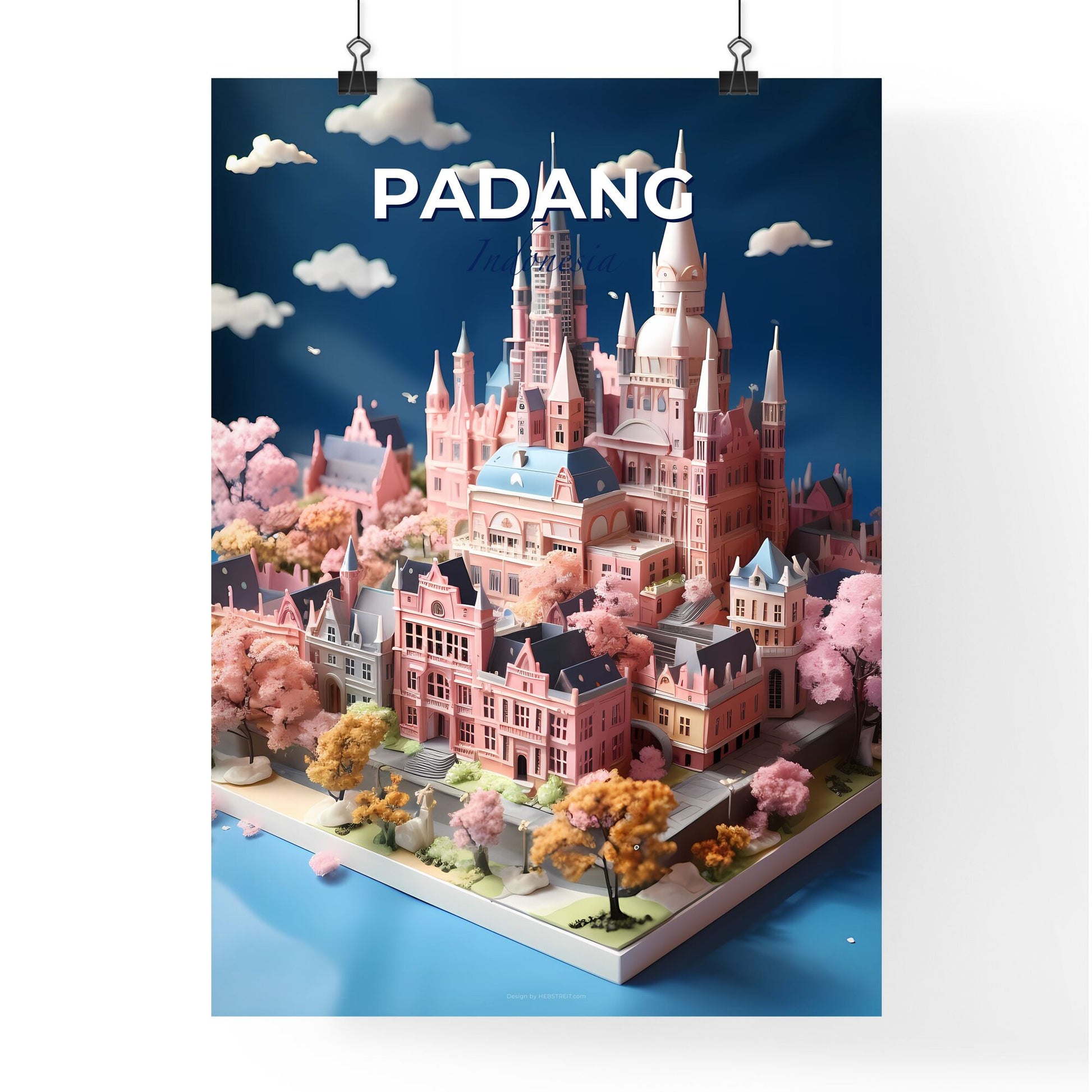 Padang Indonesia Skyline - Fantasy Castle Artwork Vibrant Digital Painting Default Title