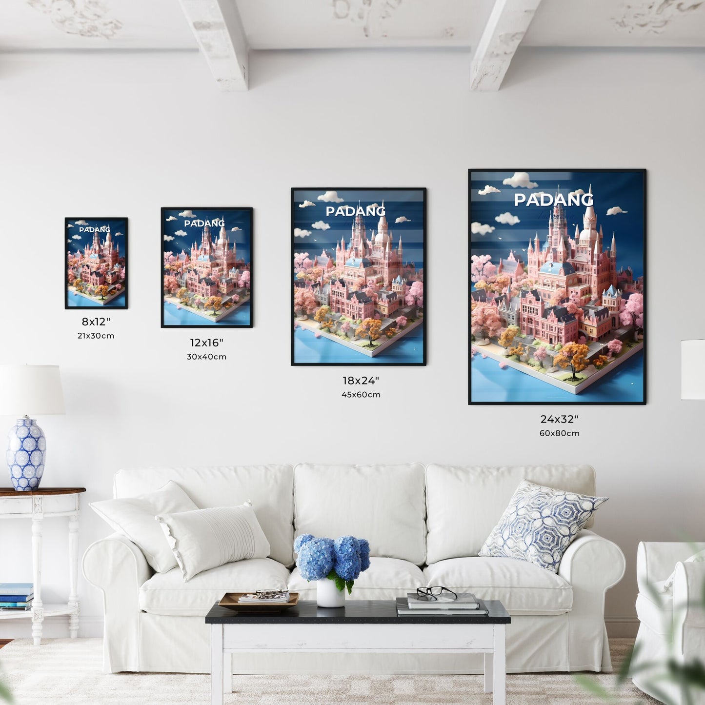 Padang Indonesia Skyline - Fantasy Castle Artwork Vibrant Digital Painting Default Title