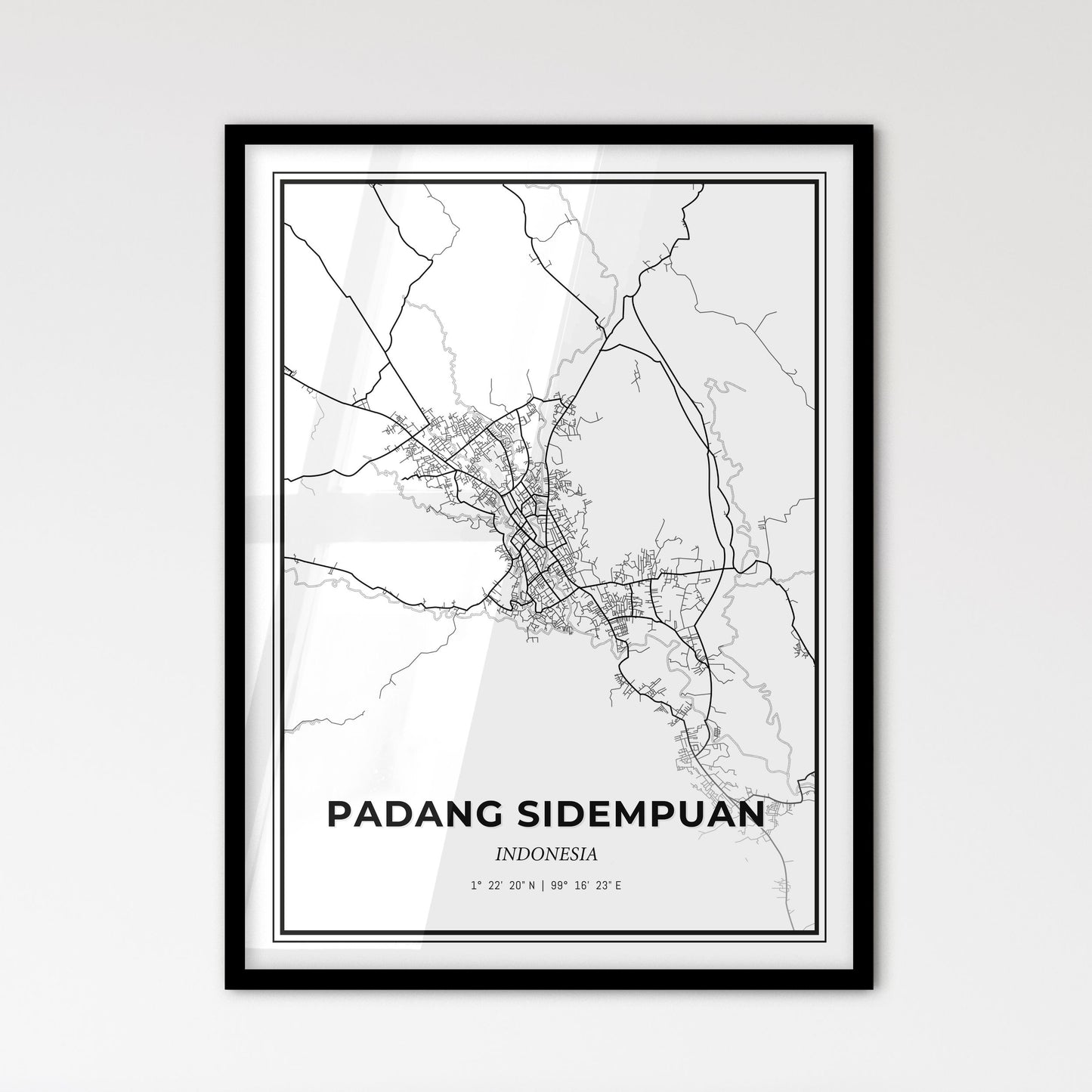 Padang Sidempuan Indonesia - Scandinavian Style City Map for Modern Home Decor