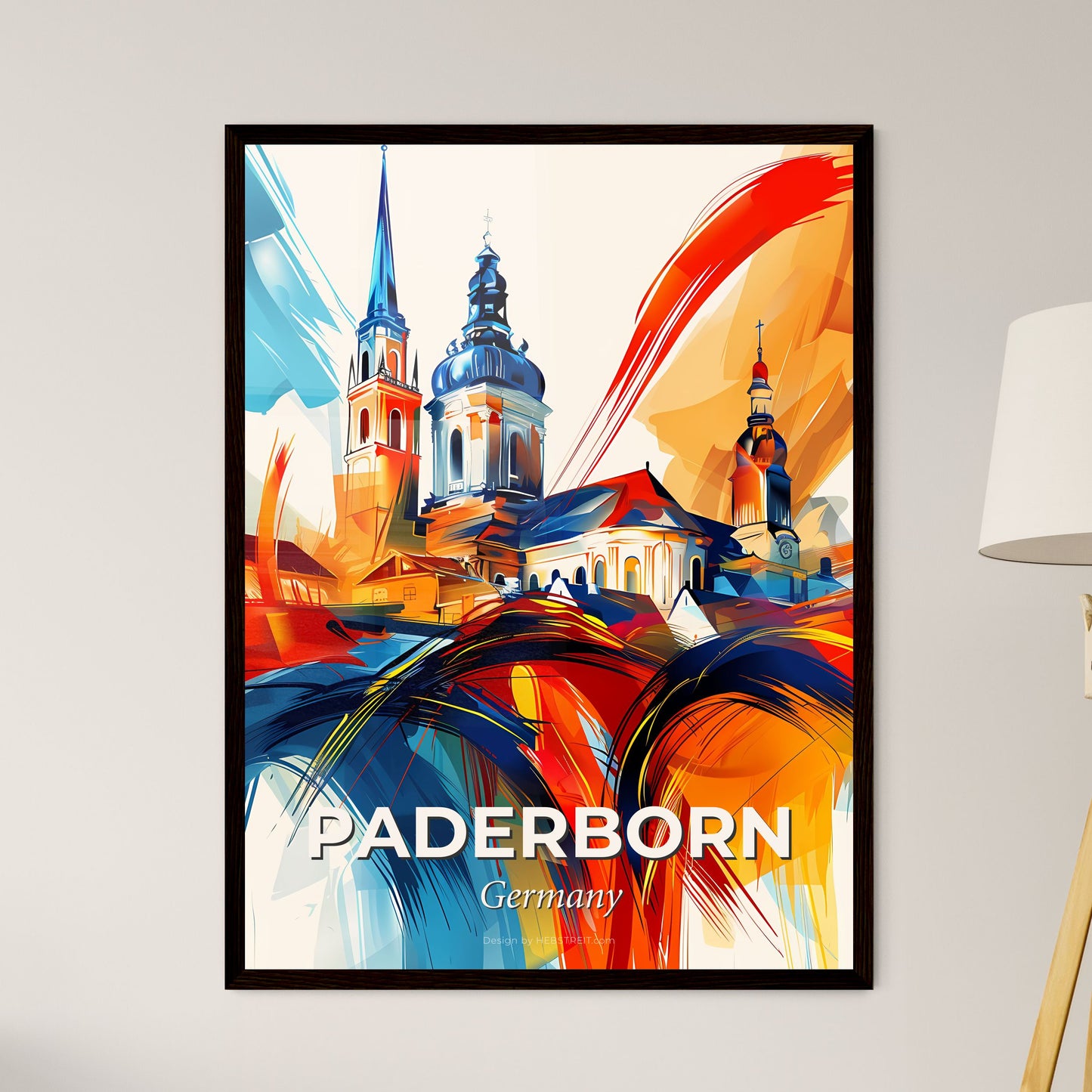 Vibrant Paderborn, Germany - A Painting Of A Building With Towers And Spires