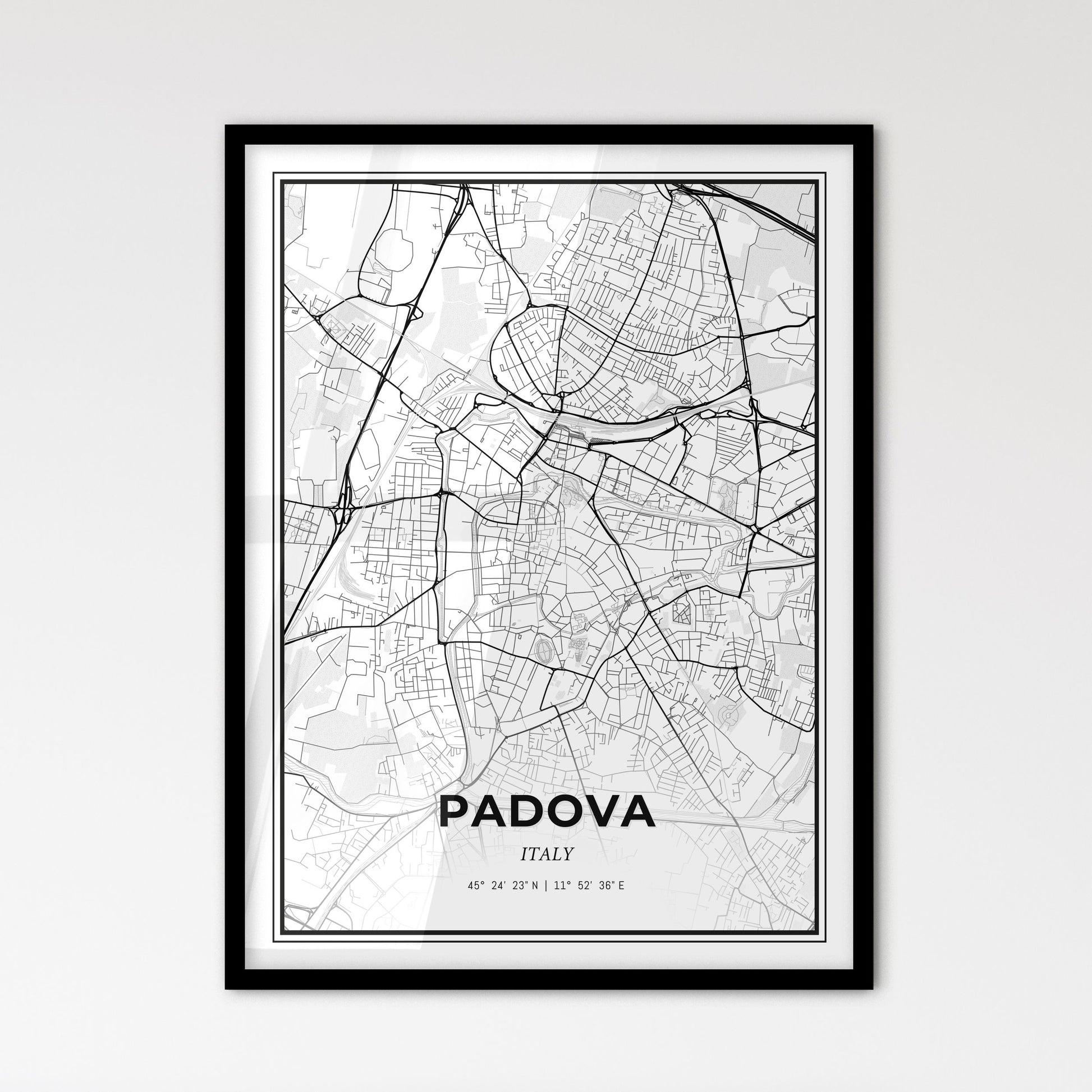 Padua Italy - Scandinavian Style City Map for Modern Home Decor