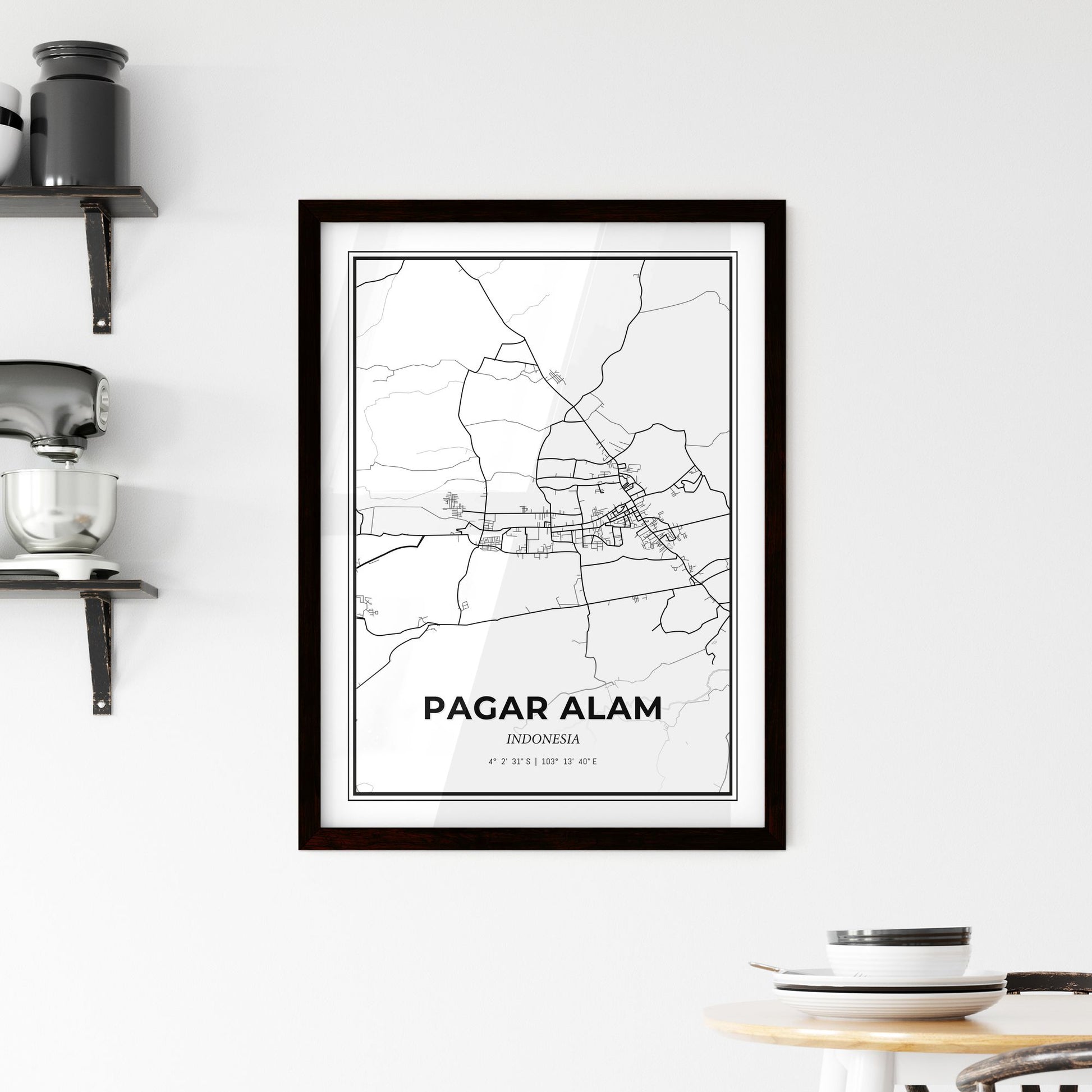 Pagar Alam Indonesia - Minimal City Map