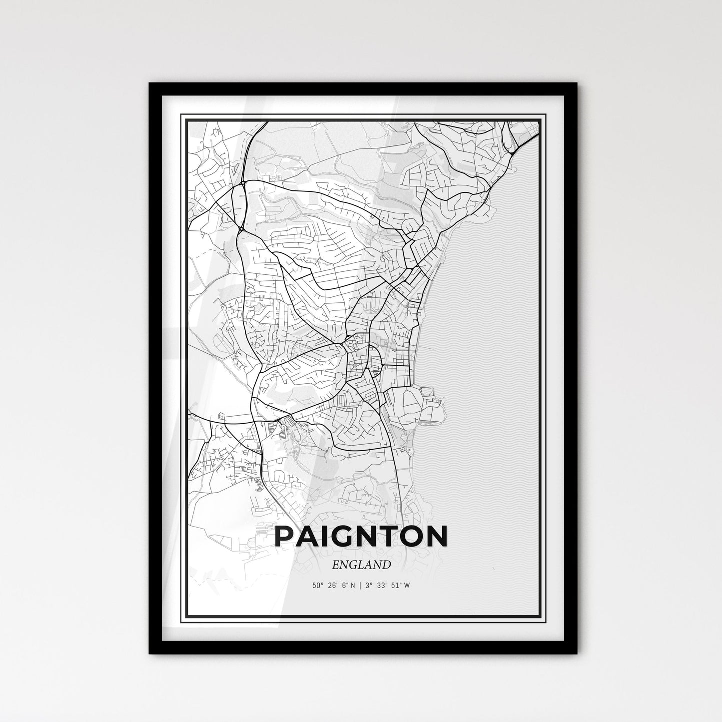 Paignton England - Scandinavian Style City Map for Modern Home Decor