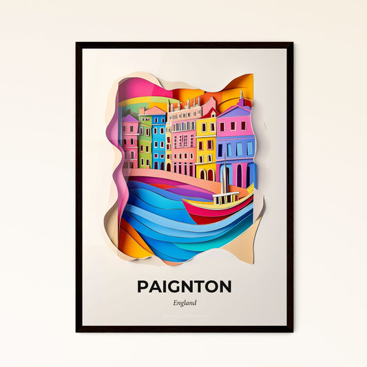 Vivid Paignton, England - a paper cut of a city with a boat