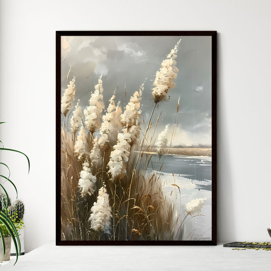 Softly Painted Marshy Landscape with Delicat - Framed Art Print