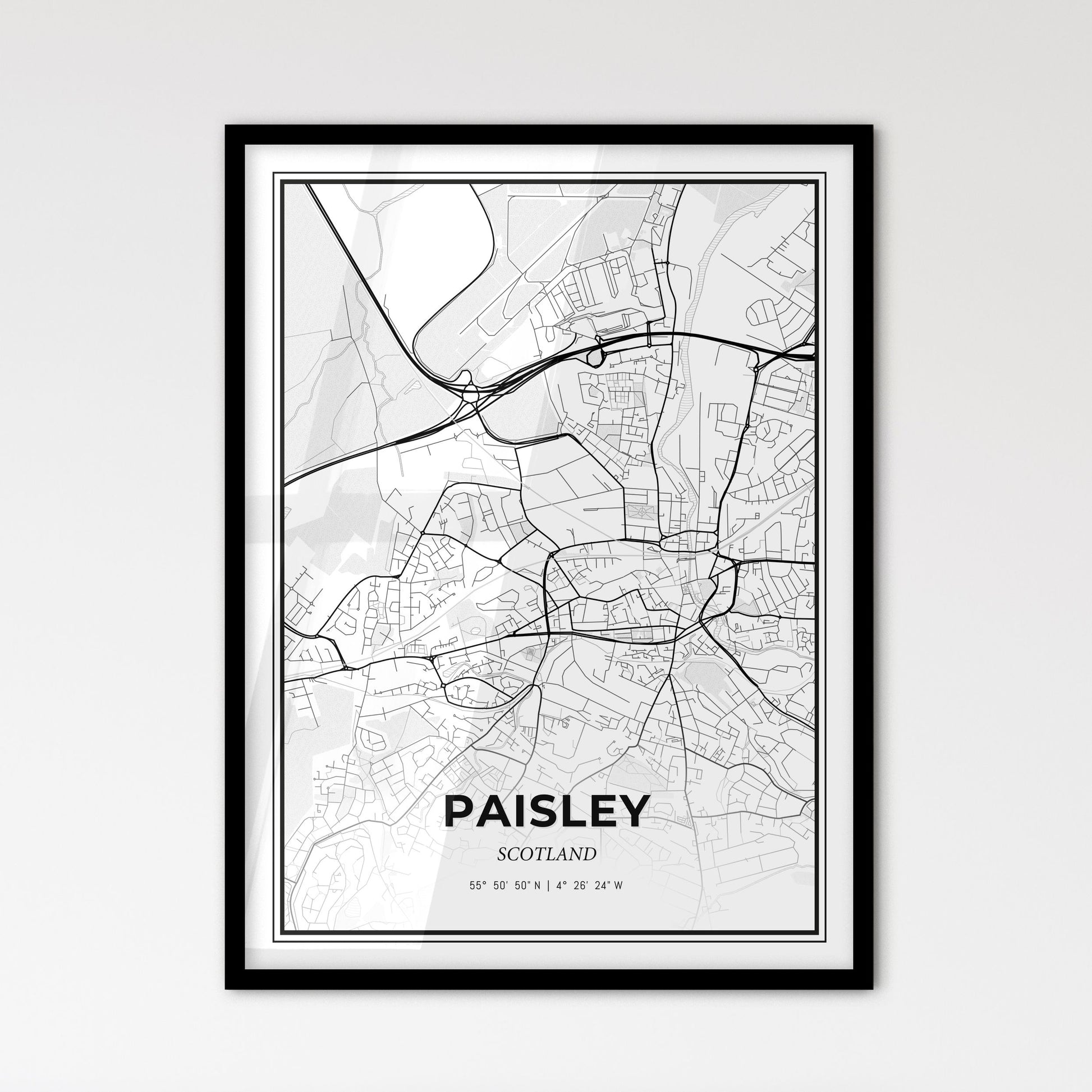 Paisley Scotland - Scandinavian Style City Map for Modern Home Decor