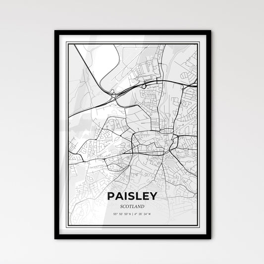 Paisley Scotland - Scandinavian Style City Map for Modern Home Decor