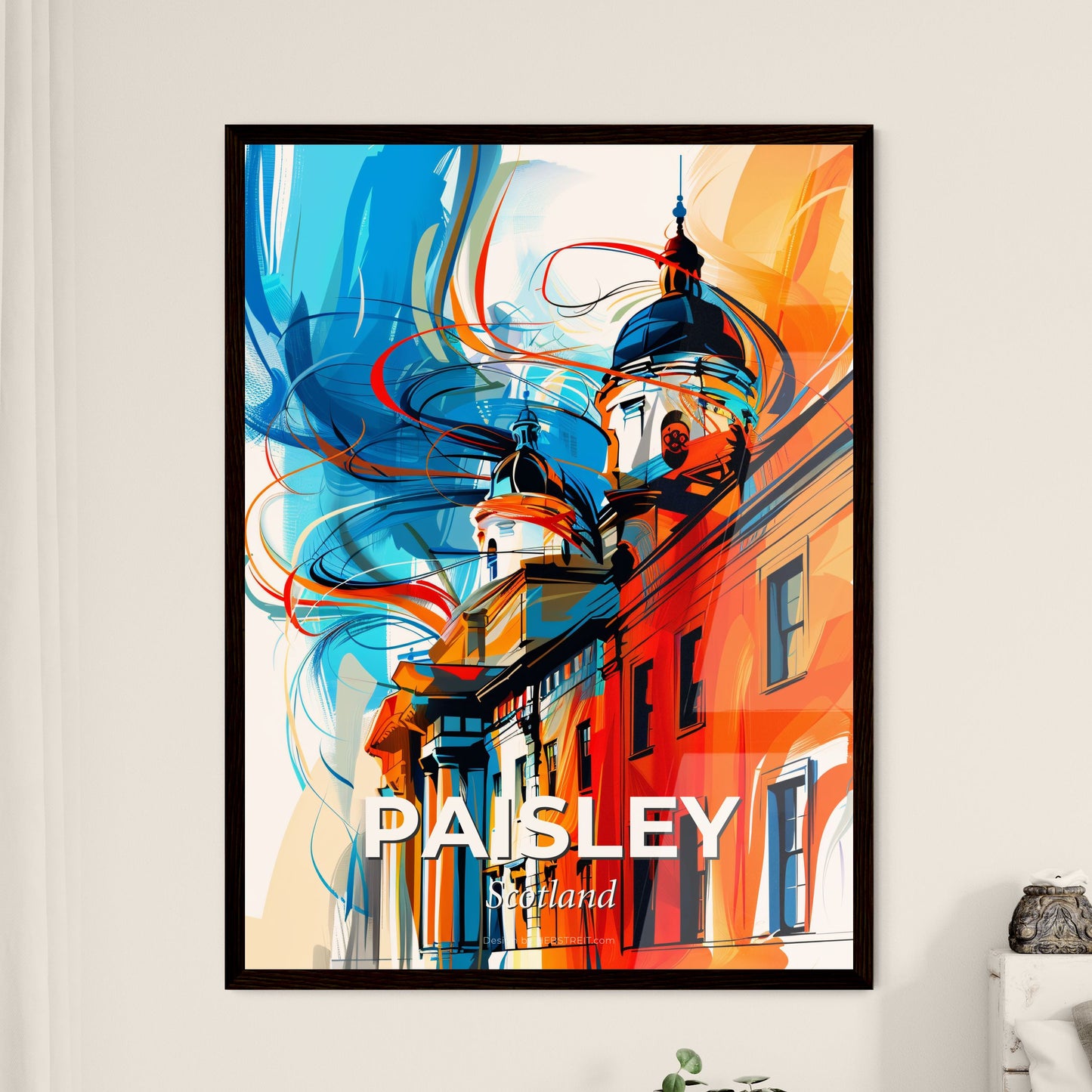 Vibrant Paisley, Scotland - A Painting Of A Building With A Colorful Design