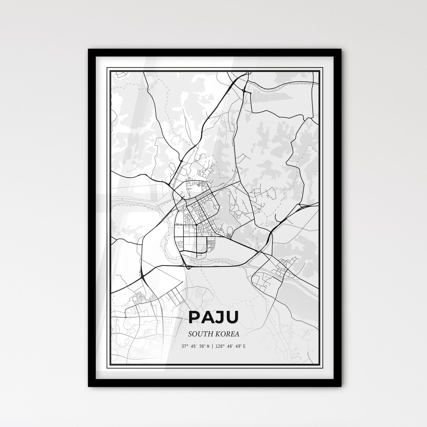 Paju South Korea - Scandinavian Style City Map for Modern Home Decor