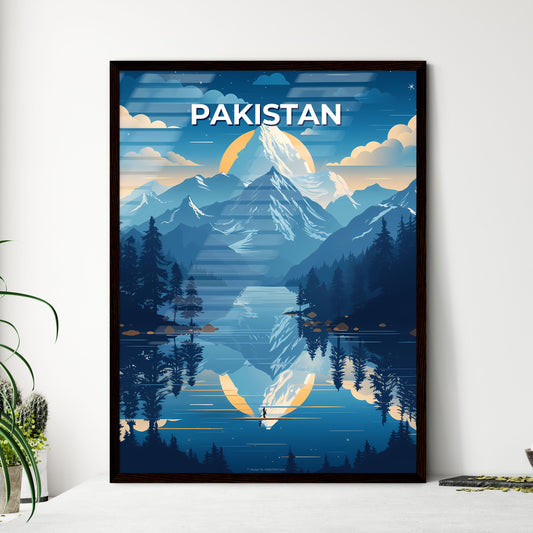 Pakistani South Asian Art: Vibrant Mountain Range Painting Reflected in Water