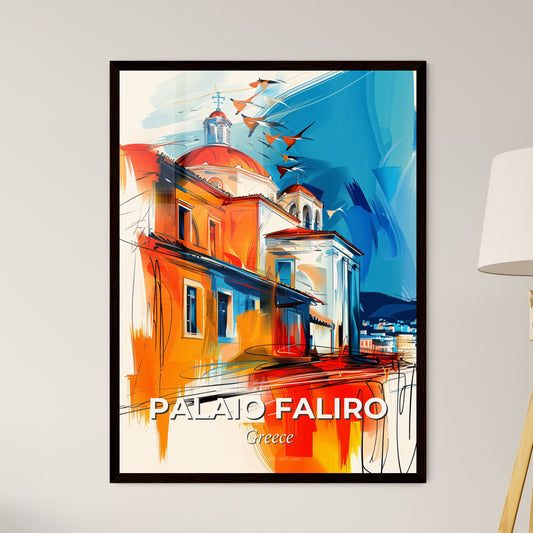 Vibrant Palaio Faliro, Greece - A Painting Of A Building