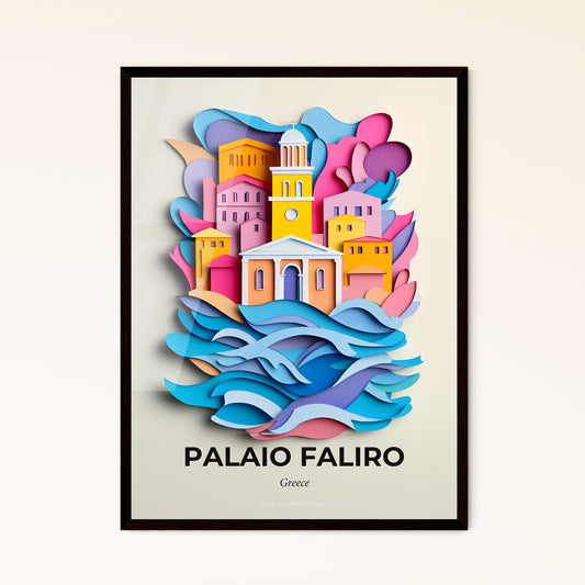 Vivid Palaio Faliro, Greece - a paper cut of a city with a clock tower