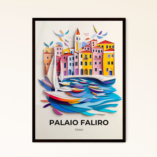 Vivid Palaio Faliro, Greece - a paper cut of a city with boats in the water