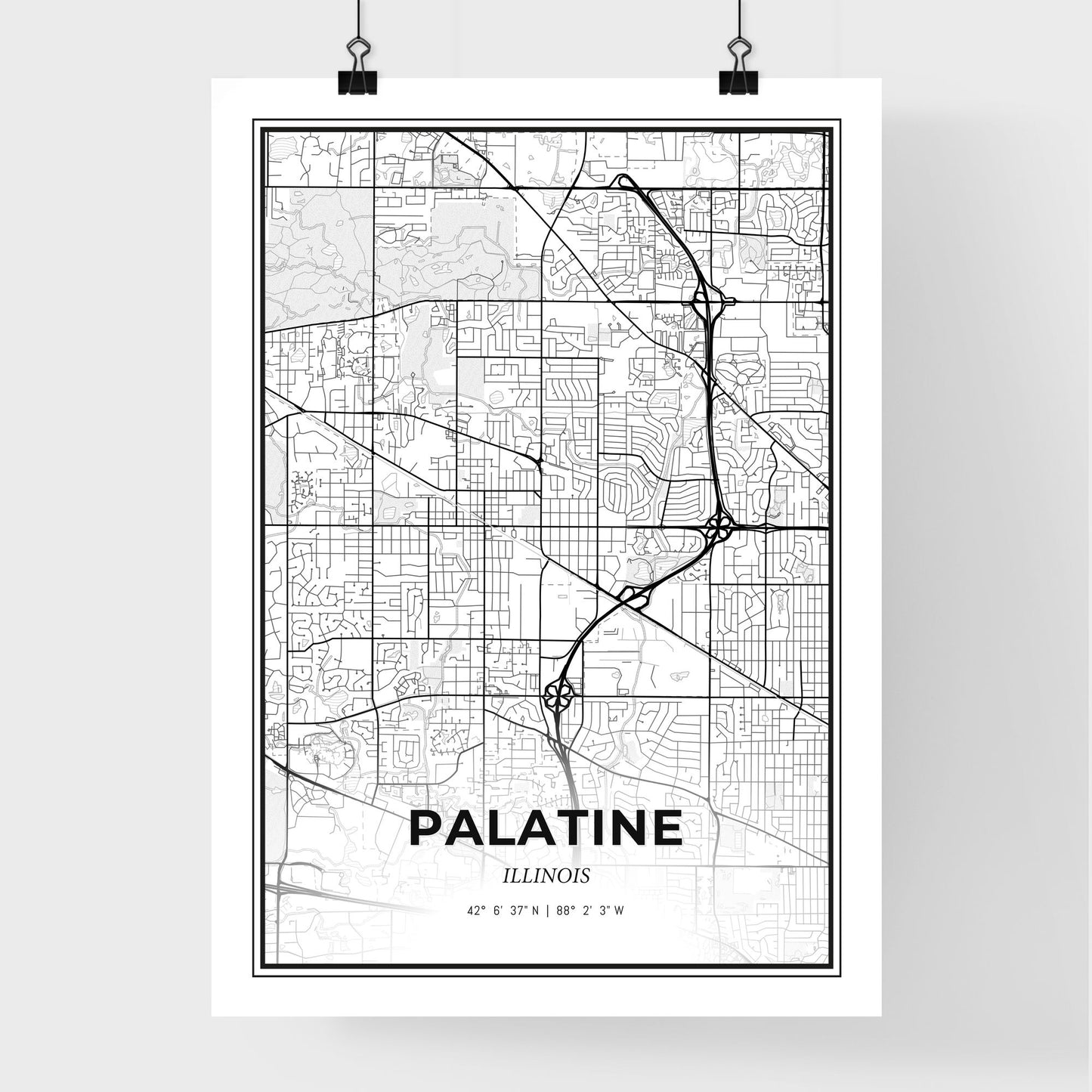 Palatine Illinois - Premium City Map Poster