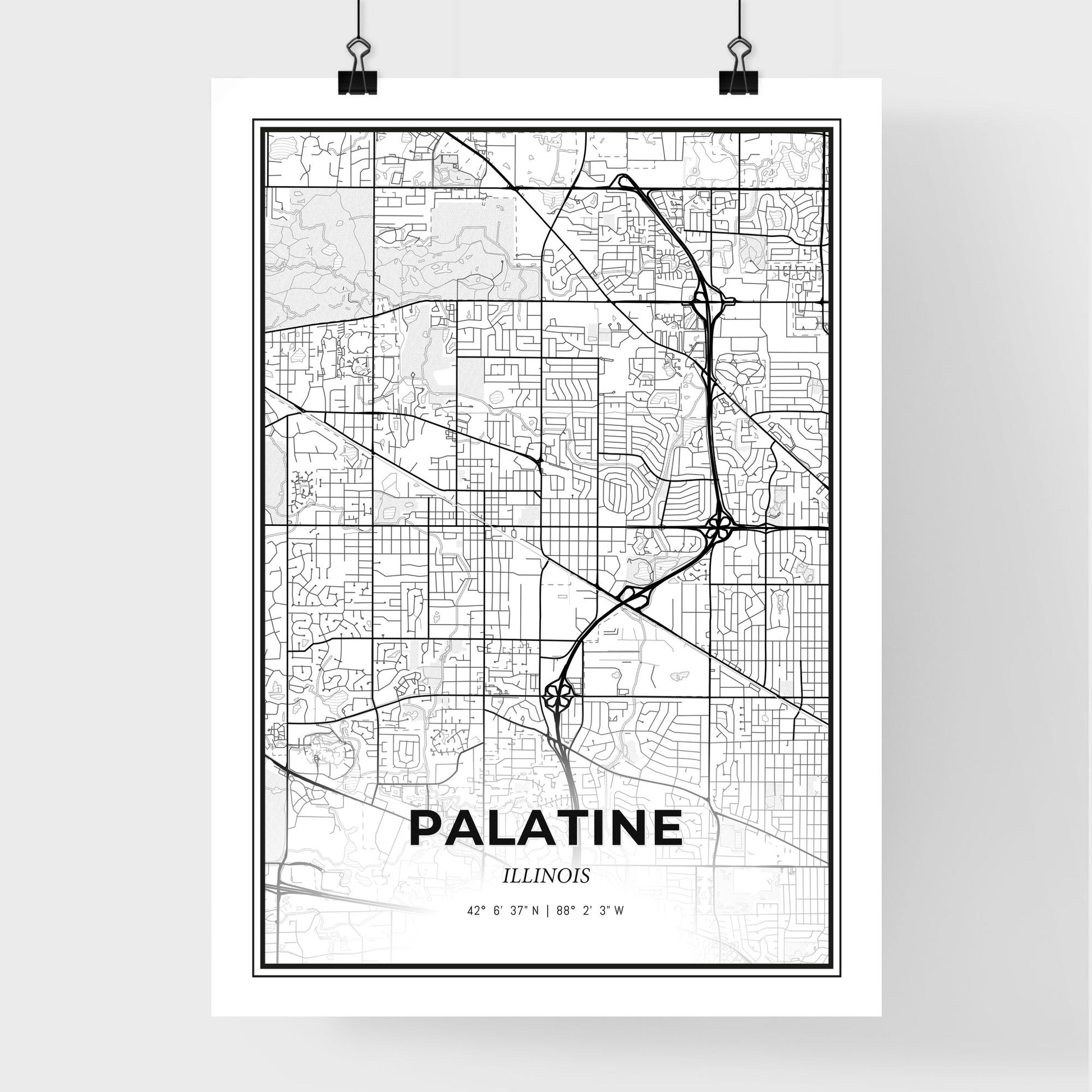 Palatine Illinois - Premium City Map Poster